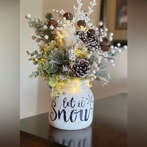 Let It Snow Centerpiece Mason Jar Decor